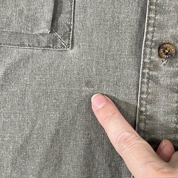 Cabelas Mens XL Safari Button Up Zip Pockets Utility Shirt Olive Hunting Roll up - Picture 10 of 10